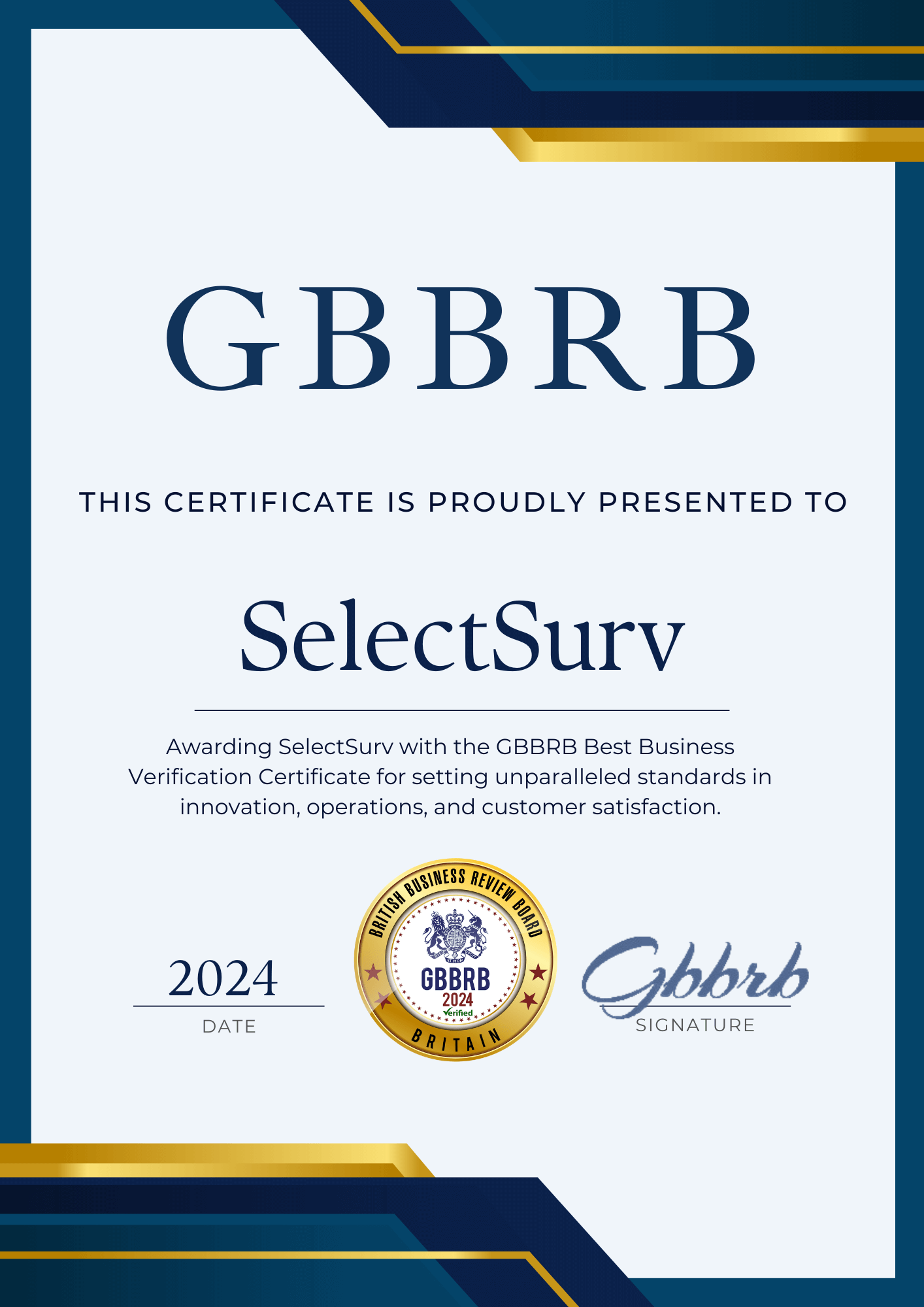 GBBRB Certificate 2024